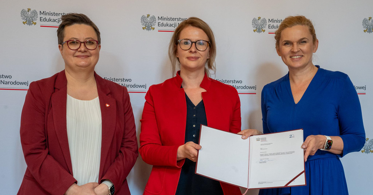 Katarzyna Lubnauer, Olga Wasilewska, Minister of Education Barbara Nowacka during the appointment of the Civics Education Expert Team. Source: MEN
